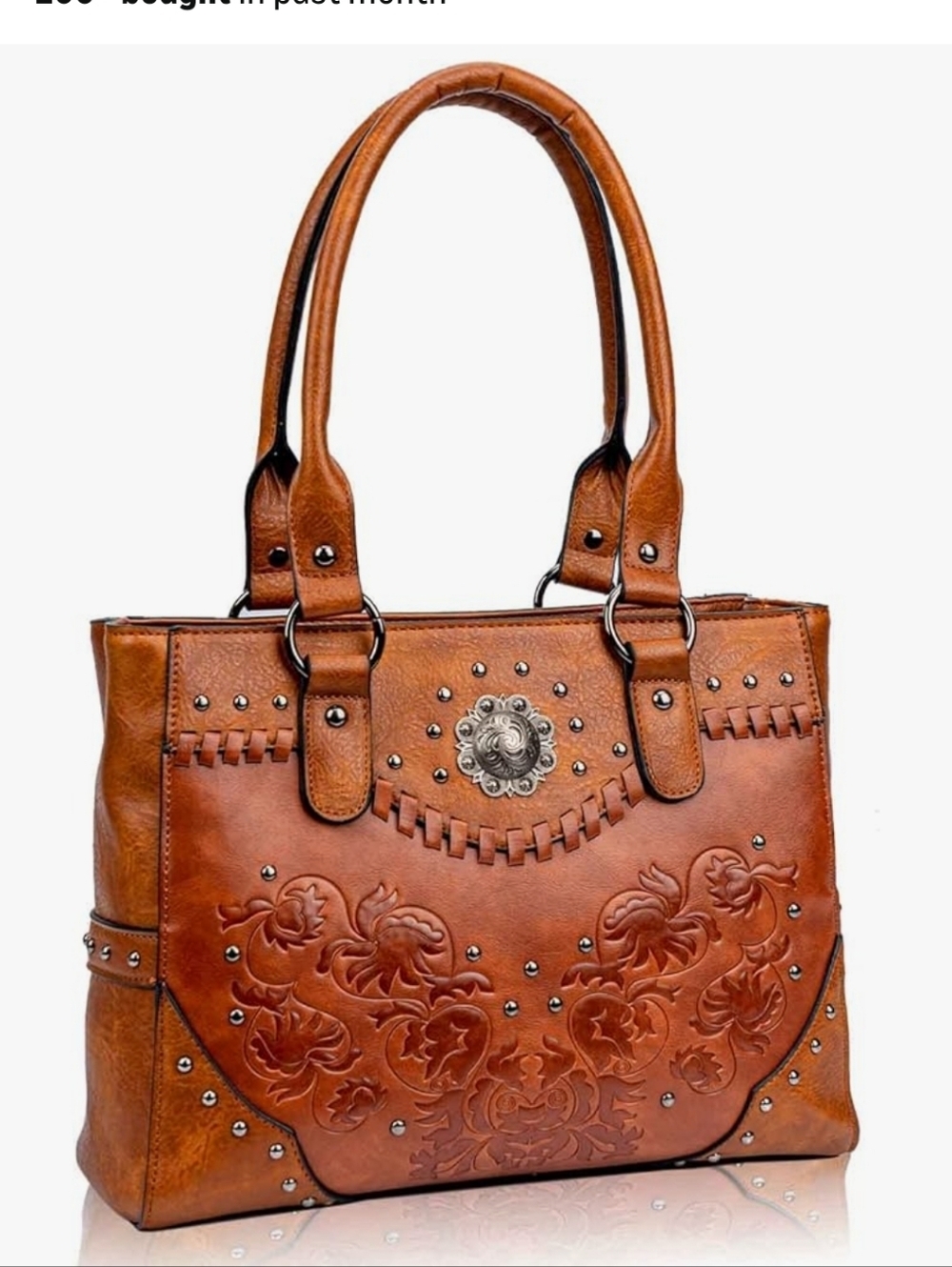 Classic Embossed Floral Tote Bag - Brown